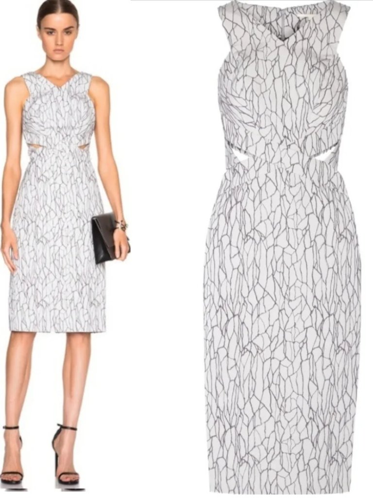 Jonathan Simkhai Caviar Cutout Midi Dress Gray Embroidered Sleeveless